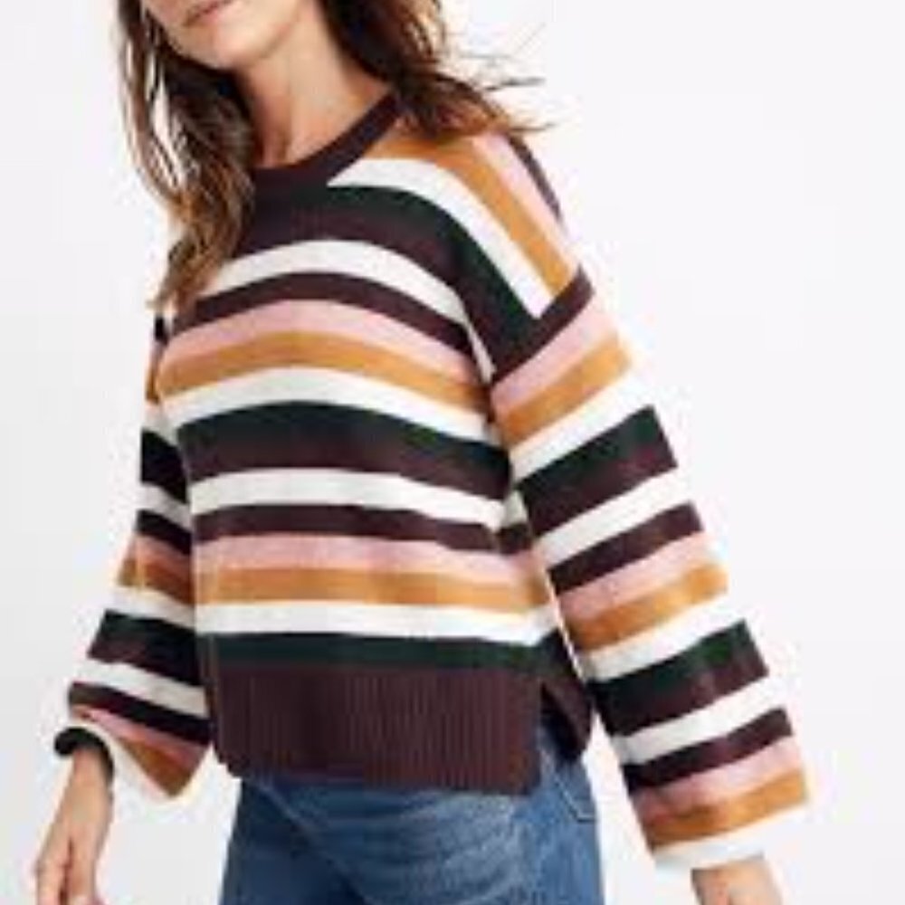 ✅ MADEWELL Striped Payton Pullover Sweater‎ in Coziest Yarn SIZE XXS